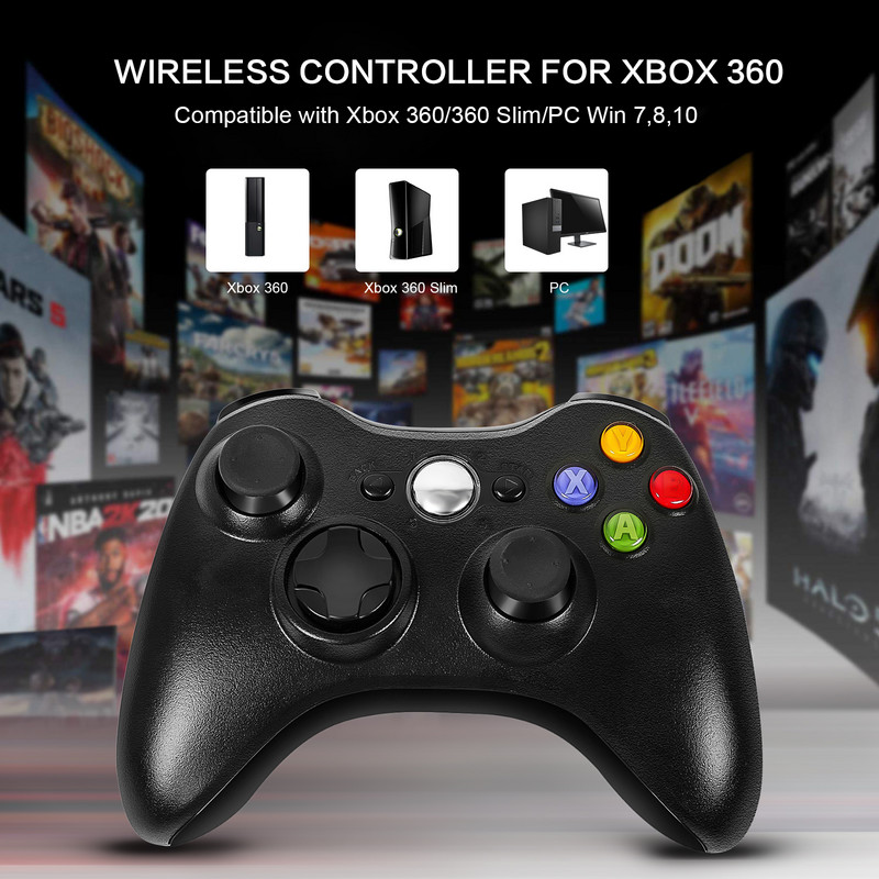 Controler wireless Gamepad din seria Xbox pentru Microsoft Xbox 360 și PC (Windows7/8/8.1/10) cu control ergonomic pentru joc fără fir