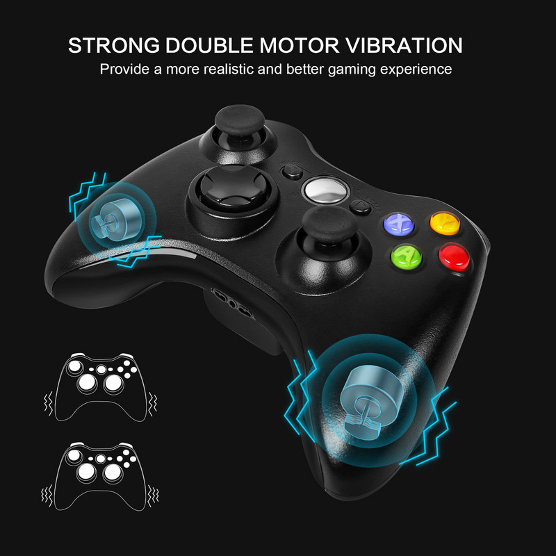 Controler wireless Gamepad din seria Xbox pentru Microsoft Xbox 360 și PC (Windows7/8/8.1/10) cu control ergonomic pentru joc fără fir