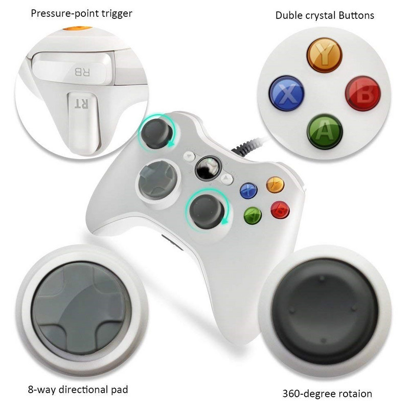 1/2 buc. Controller de joc cu fir pentru Xbox 360 Gamepad Joypad cu vibrație dublă pentru Windows 7/8/X Accesorii pentru jocuri PC