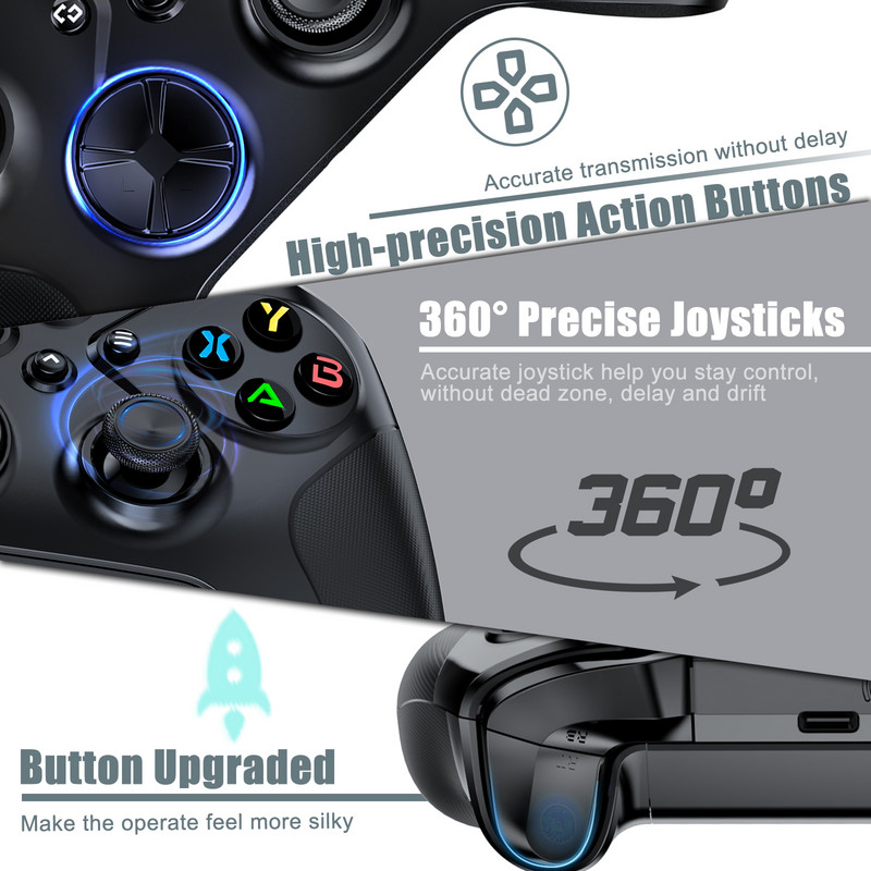 Controler wireless pentru Xbox One, joc PC compatibil cu Xbox One/X/S/Xbox Series S/X Gamepad Suport Turbo și Joystick cu 6 axe