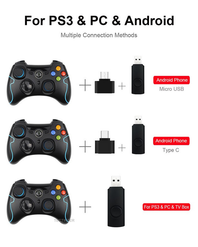 EasySMX Wireless PC Game Controller Dual Vibration for PS3 Console for TV Box for Android Smartphone Joystick Gamepad