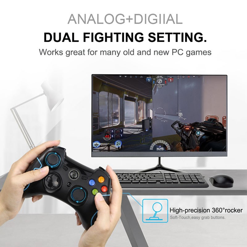 EasySMX Wireless PC Game Controller Dual Vibration for PS3 Console for TV Box for Android Smartphone Joystick Gamepad