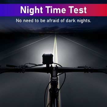 Hollarm Велосипеден клаксон Аларма Фарове IPX6 Водоустойчив USB зареждане Нощно каране Силна светлина за велосипед 140dB Сигурна аларма Велосипеден звънец