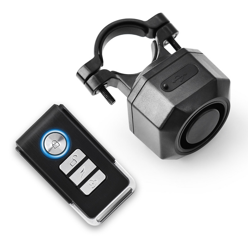NineLeaf Alarma pentru biciclete Mini alarma antiefracție rezistentă la apă 229ft Telecomandă Încărcare USB 110db pentru motocicletă