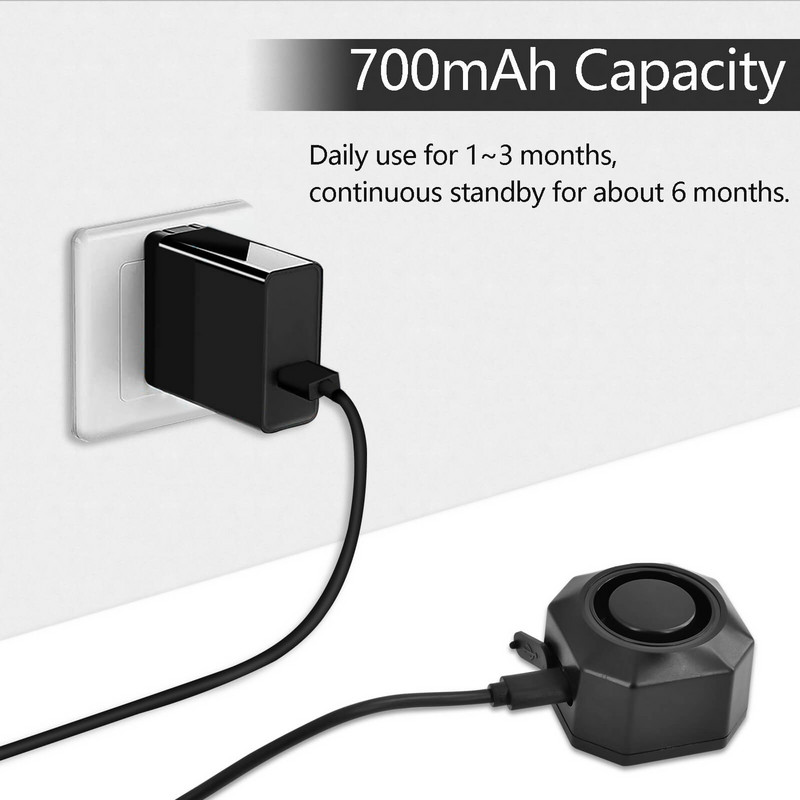 NineLeaf Alarma pentru biciclete Mini alarma antiefracție rezistentă la apă 229ft Telecomandă Încărcare USB 110db pentru motocicletă