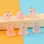 10 db Miniatűr rózsaszín aranyos malac gyanta bűbáj medálok ékszerkészítéshez barkácsolás fülbevaló nyaklánc kulcstartó lapos hátú Cabochon