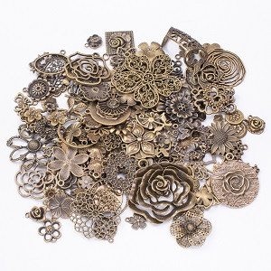 50g vânzare fierbinte floare din metal cu farmec amestecat pandantiv bratara din bronz antic colier bijuterii lucrate manual, bricolaj en-gros