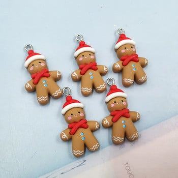 10 τμχ European Christmas Snowman Gingerbread Man Ρητίνη Γούρια για βραχιόλι σκουλαρίκι Κρεμαστό αξεσουάρ για κοσμήματα Making Findings