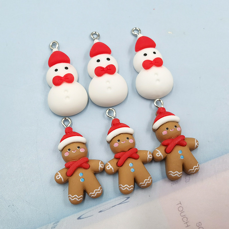 10 bucăți Om de zăpadă european de Crăciun Omul de turtă dulce Brevecuri din rășină pentru cercei, brățară, accesoriu pandantiv pentru realizarea de bijuterii