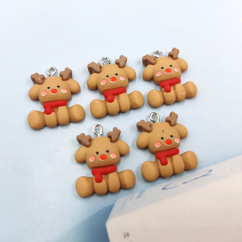 10 buc. Animale de Crăciun Căprior Câine Rășină Brelocuri Kawaii Pandantiv Breloc pentru Cercei Brățară Breloc Diy Bijuterii pentru copii C1090