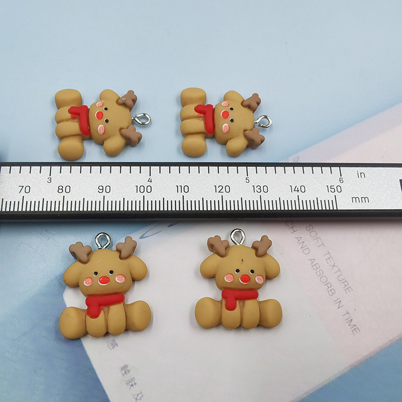 10 buc. Animale de Crăciun Căprior Câine Rășină Brelocuri Kawaii Pandantiv Breloc pentru Cercei Brățară Breloc Diy Bijuterii pentru copii C1090