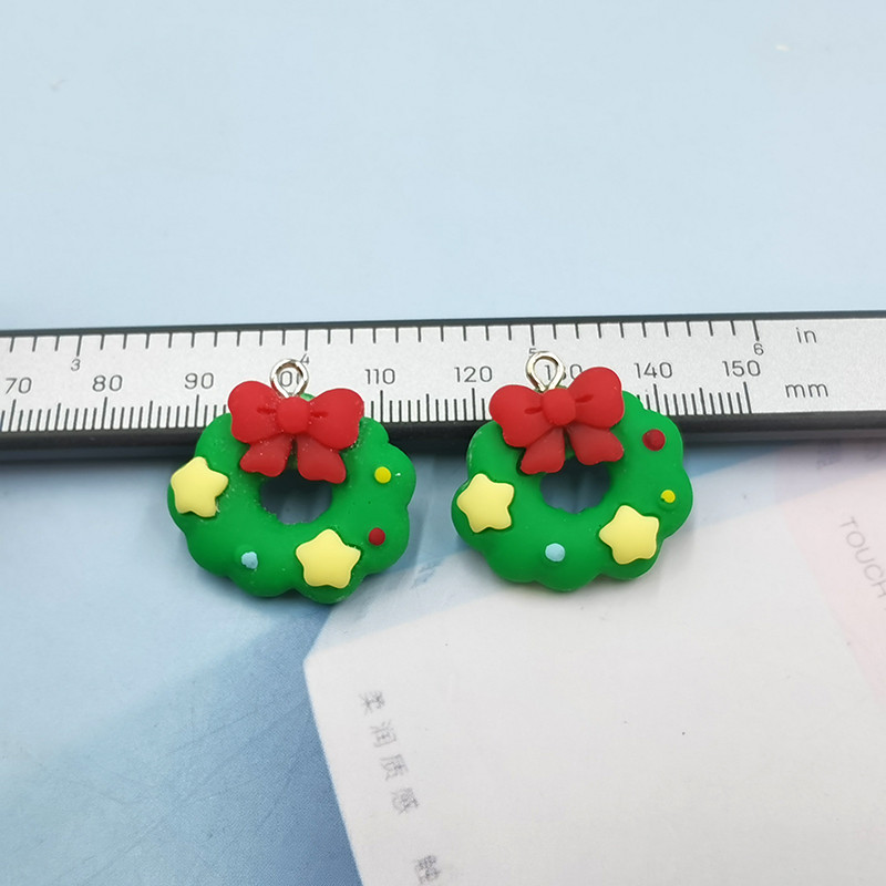 10Pcs Circle Green Leaf Christmas Charms Kawaii Smola Privjesak Charm za Naušnice Narukvica Privjesak za ključeve Diy dječja izrada nakita C1090