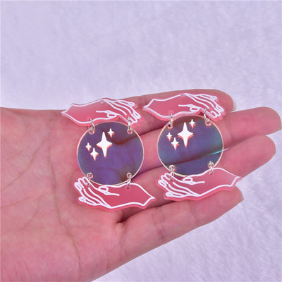 10 kom Hand Protect Earth The Moon Arcylic Charms for Dangel Naušnice DIY Izrada nakita na veliko, veleprodaja