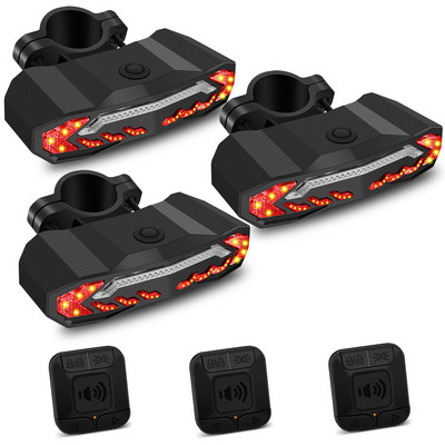 Lampă din spate cu alarmă inteligentă pentru bicicletă, cu telecomandă, alarmă cu vibrații, antifurt, impermeabilă, automată, cu inducție.