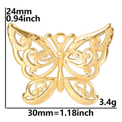 5 buc/lot Breloc cu fluture de animale de culoare aurie Ojo Turco Breloc din oțel inoxidabil pentru fabricarea de bijuterii, cap de craniu, ochi de stea, lună