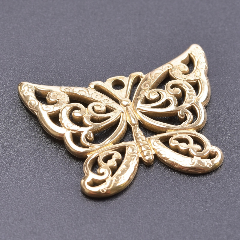5 buc/lot Breloc cu fluture de animale de culoare aurie Ojo Turco Breloc din oțel inoxidabil pentru fabricarea de bijuterii, cap de craniu, ochi de stea, lună