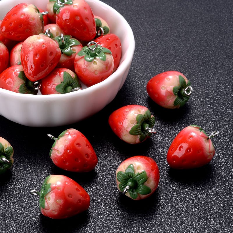 10 bucăți drăguț roșu acrilic căpșuni măr portocaliu mango fructe rășină pandantive brelocuri pentru bijuterii cercei colier accesoriu