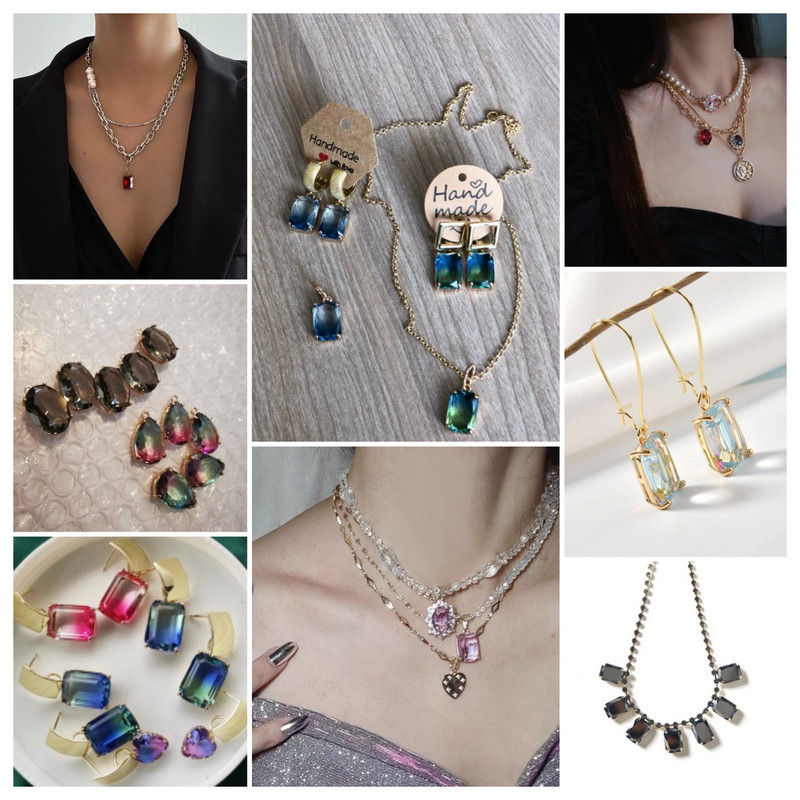 5 bucăți pandantiv cu bijuterii cu fațete colorate pentru vindecare, cristale naturale, pandantiv cu piatră de cuarț pentru fabricarea de bijuterii, accesorii de colier