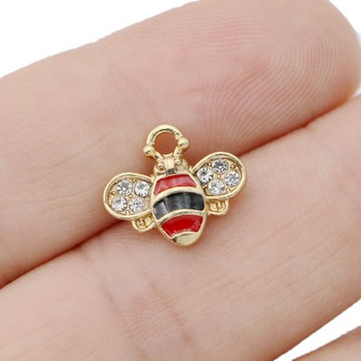 10 db Zománcozott Aranyozott Lila Madarak Bee Charm medál ékszerkészítéshez karkötő nyaklánc barkács fülbevaló kiegészítők kézműves