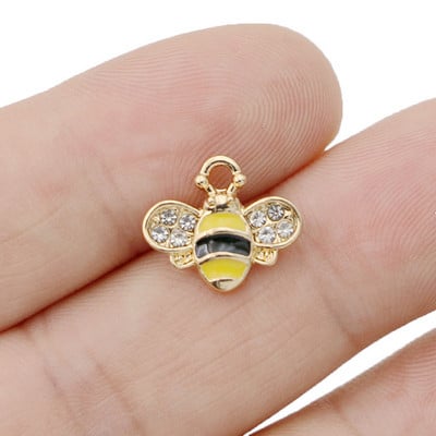 10 db Zománcozott Aranyozott Lila Madarak Bee Charm medál ékszerkészítéshez karkötő nyaklánc barkács fülbevaló kiegészítők kézműves