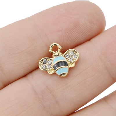 10 db Zománcozott Aranyozott Lila Madarak Bee Charm medál ékszerkészítéshez karkötő nyaklánc barkács fülbevaló kiegészítők kézműves