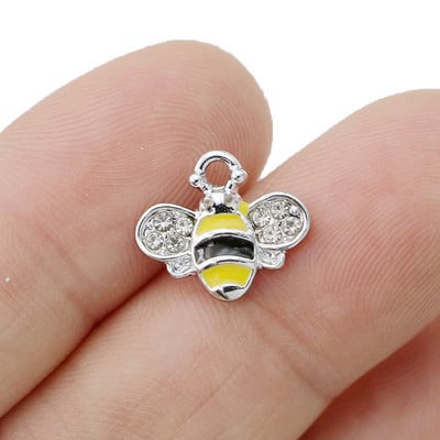 10 db Zománcozott Aranyozott Lila Madarak Bee Charm medál ékszerkészítéshez karkötő nyaklánc barkács fülbevaló kiegészítők kézműves