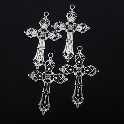 5 buc 55x35mm cruce gotică culoare argintie din aliaj tibetan pandantive cercei bijuterii antice fabricare accesorii manuală DIY
