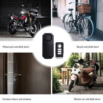 Безжична аларма за велосипеди против кражба на мотоциклети с дистанционно Водоустойчива охранителна аларма за велосипеди Сензор за вибрации 113dB Силно