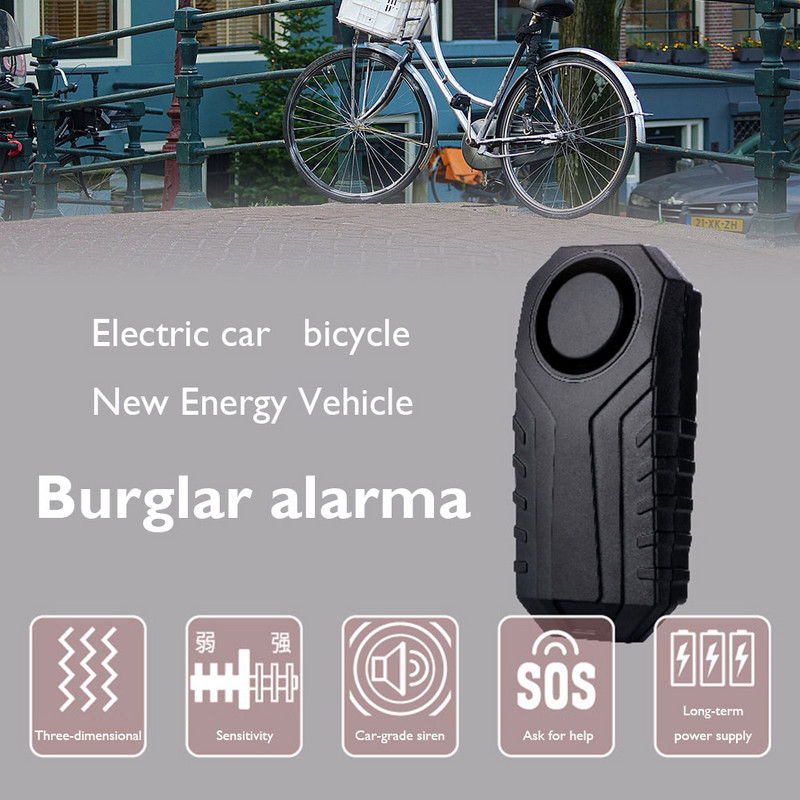 Alarmă fără fir antifurt pentru bicicletă pentru motociclete cu telecomandă Alarma de securitate pentru bicicletă rezistentă la apă Senzor de vibrații 113dB tare