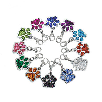 10 buc/lot breloc cu labe de câine, pisică, pentru realizarea de bijuterii, pandantiv cu sclipici, breloc cu închizătoare homar, breloc, accesorii pentru guler pentru animale de companie