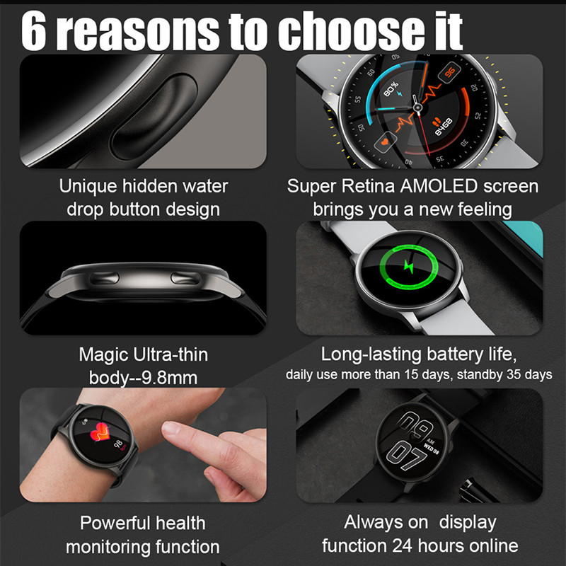 2023 ChiBear Reamintire a apelurilor Ceas inteligent Bărbați Femei Ecran Afișează întotdeauna timpul 360*360AMOLED Ceas inteligent Mod multi-sport Tracker fitness