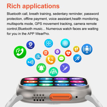 BYSL DT8 Ultra NFC GPS Смарт часовник Men Series 8 Bluetooth Call Водоустойчиво взривозащитено стъкло Спортен Smartwatch