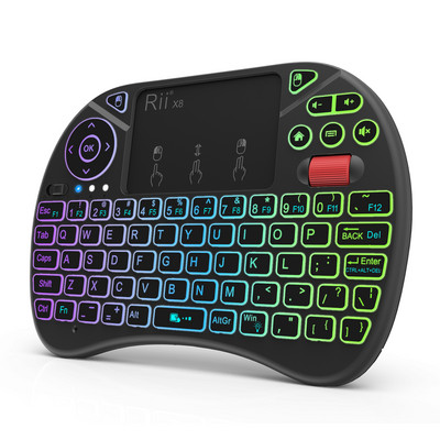 Rii X8 2,4 GHz bežična ruska/engleska/francuska/španjolska tipkovnica s daljinskim upravljačem s pozadinskim osvjetljenjem dodirne podloge za Android TV Box PC
