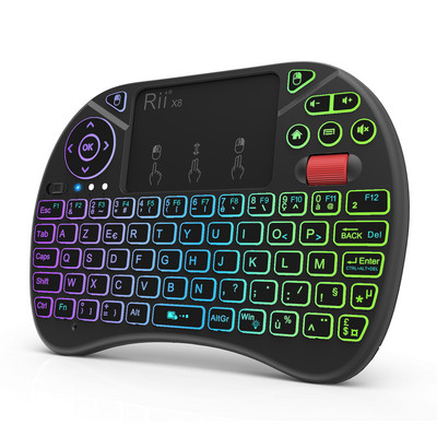 Rii X8 2,4 GHz bežična ruska/engleska/francuska/španjolska tipkovnica s daljinskim upravljačem s pozadinskim osvjetljenjem dodirne podloge za Android TV Box PC