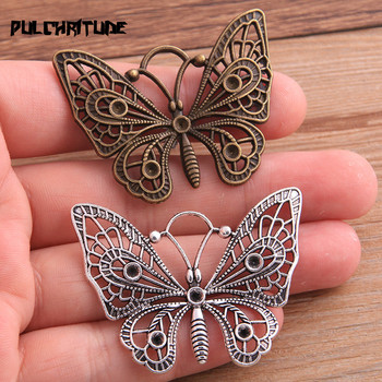 4 ΤΕΜ 37*46 χιλιοστά Νέο προϊόν Δύο χρώματα Big Butterfly Charms Κρεμαστό κόσμημα ζώων Σήμανση κοσμήματος από μεταλλικό κράμα