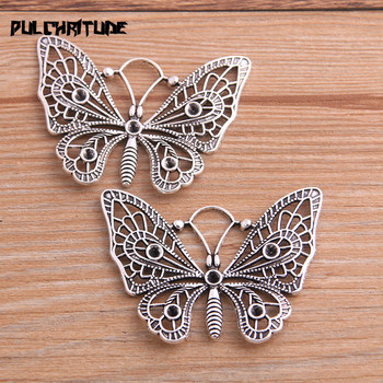 4 ΤΕΜ 37*46 χιλιοστά Νέο προϊόν Δύο χρώματα Big Butterfly Charms Κρεμαστό κόσμημα ζώων Σήμανση κοσμήματος από μεταλλικό κράμα