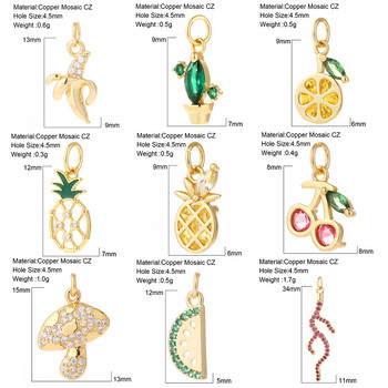 Cherry Cactus Mushroom Dandelion for Jewelry Making Supplies Gold Color Diy Earrings Κολιέ Βραχιόλι Designer Charms Κρεμαστό