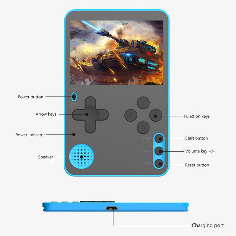 Mini consolă portabilă de jocuri video K10 Player HD 500 de jocuri clasice încorporate Consolă portabilă portabilă ultra-subțire pentru cadou