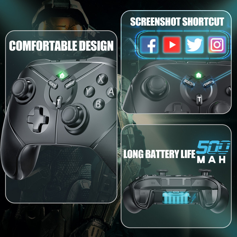 BATTOOL για Nintendo Switch Pro,+2.4G για Windows/IOS/Android Joystick Controller Υποστήριξη ασύρματο, με μοναδικό Crack/Turbo