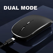 Vezeték nélküli egér laptophoz, 2,4 GHz-es vezeték nélküli egér USB/USB-C kettős vevővel számítógéphez, újratölthető hordozható egér