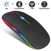 Mouse fără fir Bluetooth pentru gamer, computer fără fir reîncărcabil Mause RGB LED cu iluminare din spate Mouse ergonomic pentru jocuri pentru laptop, computer, șoareci