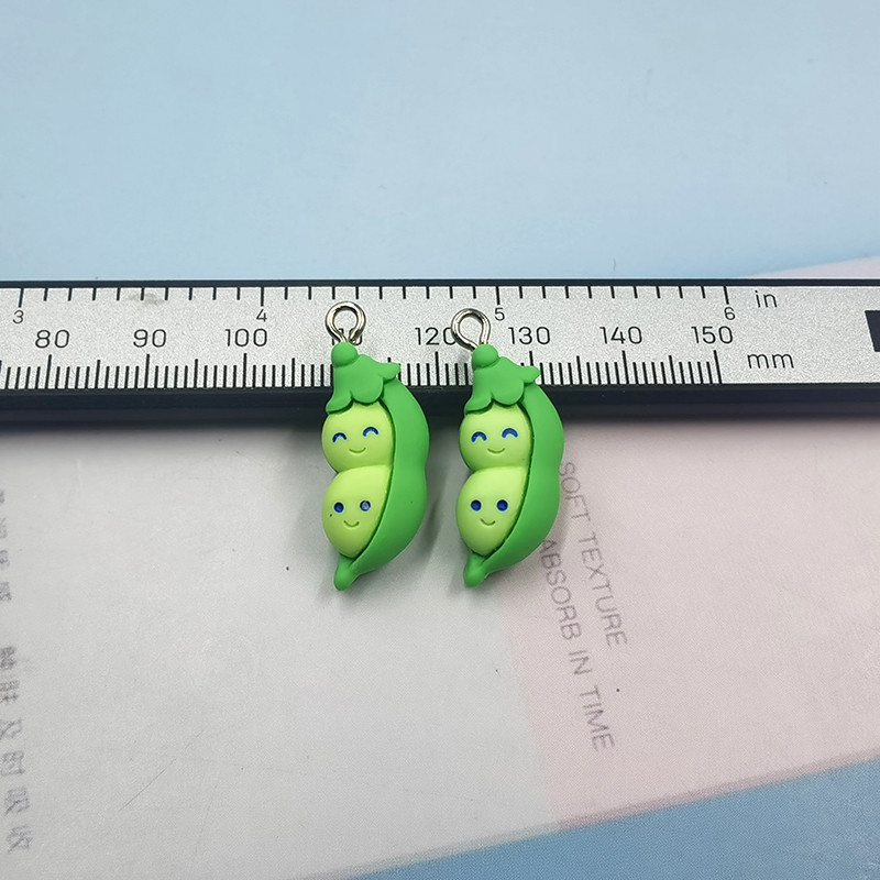 10 buc. Breloc cu pandantiv cu spate plat din rasina Kawaii, cu fasole verde, cu mazăre, bricolaj, bijuterii, descoperiri C46