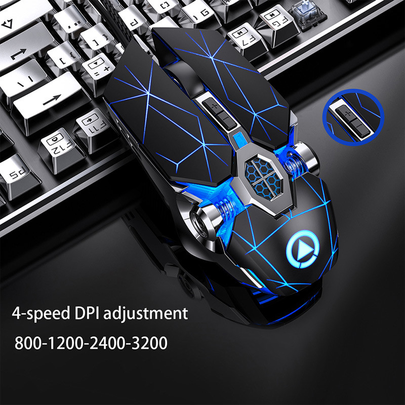 Mouse de gaming Mouse reîncărcabil cu fir silențios LED retroiluminat 1600DPI Mouse optic ergonomic cu fir pentru desktop pentru jocuri pentru PC, laptop
