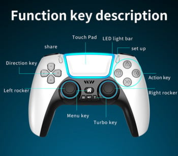 Ασύρματο χειριστήριο παιχνιδιών BT Gamepad με RGB Light Touchpad Υποστήριξη 3D Joystick για PS3 PS5 PS4 Android Switch PC