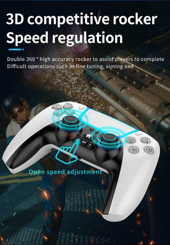 Controler de joc BT fără fir Gamepad cu Touchpad cu lumină RGB Suport tasta din spate Joystick 3D pentru PS3 PS5 PS4 Android Switch PC