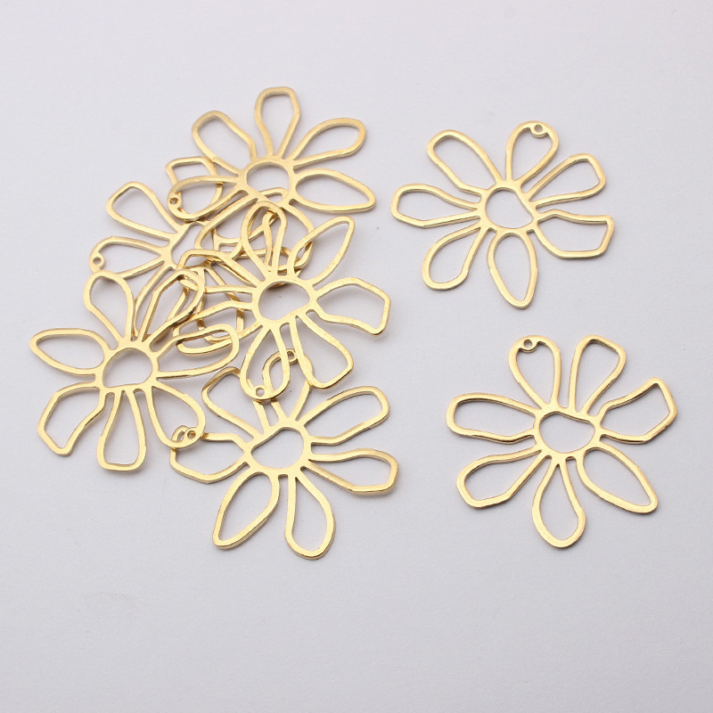 10 buc. Brelocuri cu flori din alamă brută pandantiv pentru cercei lucrați manual Colier Fabricarea de bijuterii pentru femei Brelocuri de bijuterii de modă