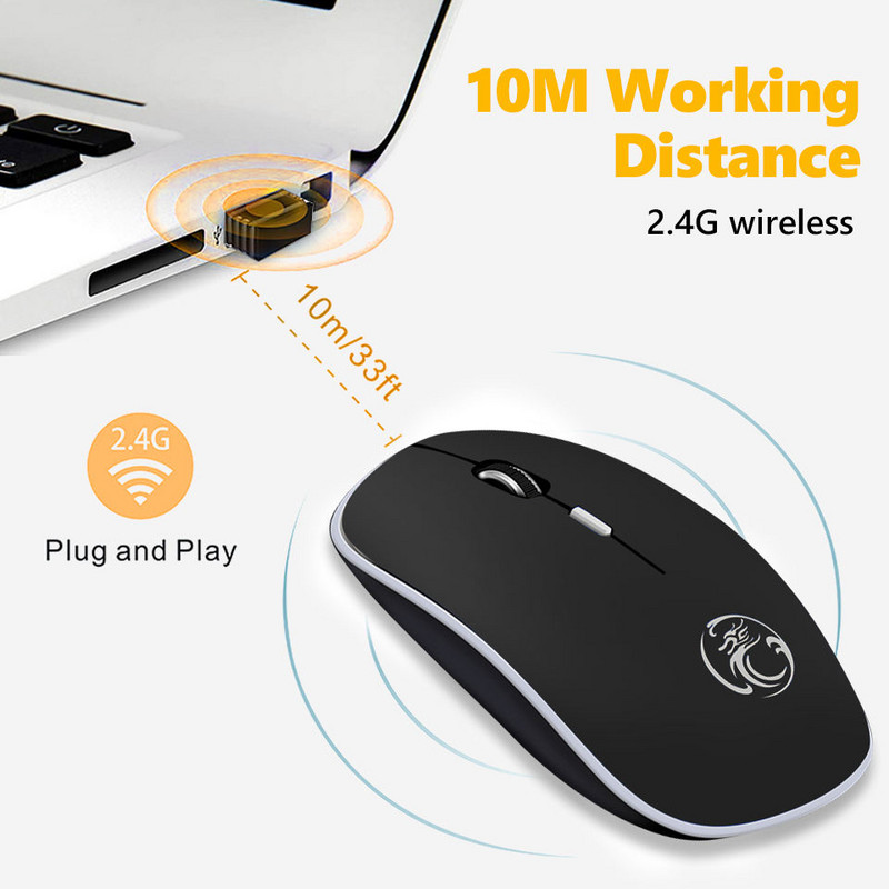 Ergonomski miš Bežični miš Računalni miš PC USB optički 2.4 Ghz 1600 DPI tihi miševi Mini bešumni miševi za PC prijenosno računalo Mac