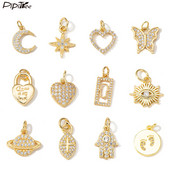 Pipitree cupru zirconiu cubic mini brelocuri bricolaj se potrivesc brățară colier luna stea inimă fluture farmece accesorii bijuterii
