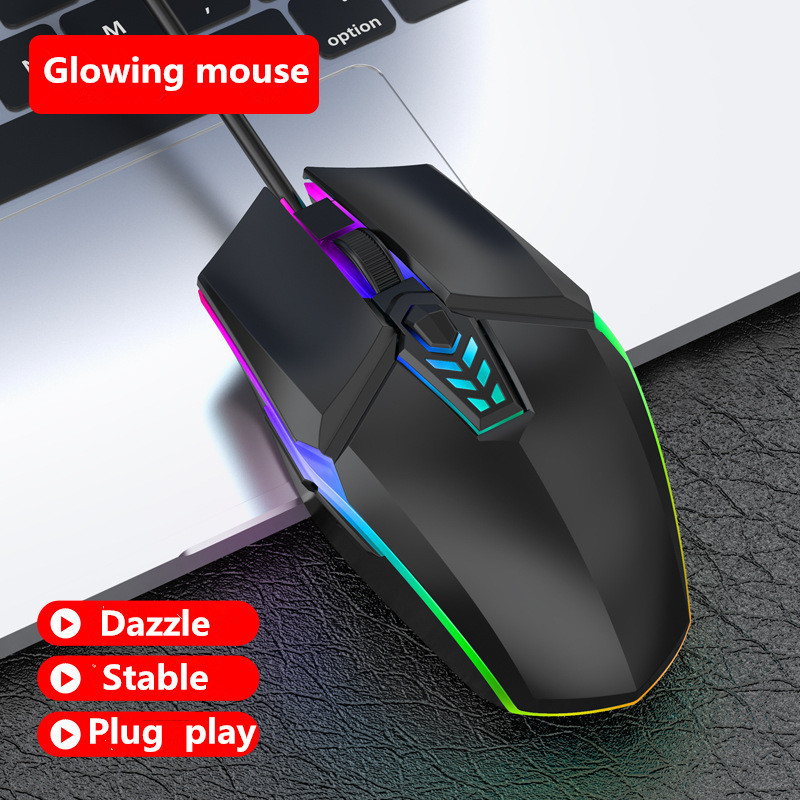 Mouse pentru jocuri cu fir 1600 DPI Mouse optic cu 6 butoane USB cu iluminare de fundal RGB Mouse mute pentru desktop, laptop, computer, mouse pentru jocuri