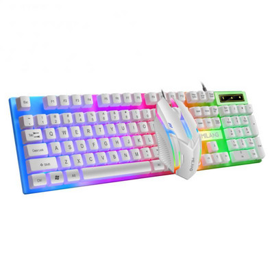 Set mouse-uri cu tastatură RYRA cu 104 taste, tastatură mecanică Esports pentru jocuri și mouse combinat cu fir RGB iluminat din spate pentru laptop, computer, jucător